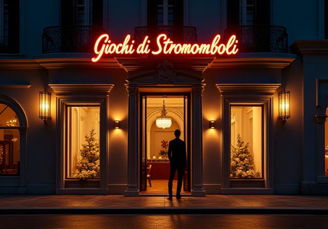 Facciata esterna elegante di Giochi di Stromboli a Capri di sera