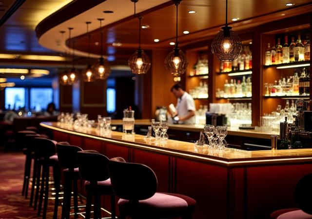 Lussuoso bar all'interno della sala giochi con luci soffuse